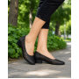 pantofi dama negri din piele naturala perforati cu toc mic gros clp03n